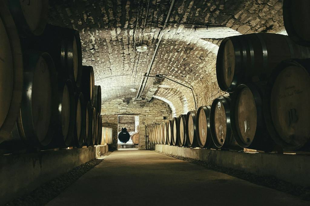 Chai d'un domaine provençal accueillant la récolte des vendanges